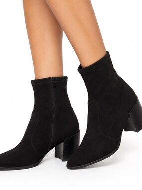 Steve Madden Women's Black Suede Slouch Ankle Booties Size 8 Block Heel